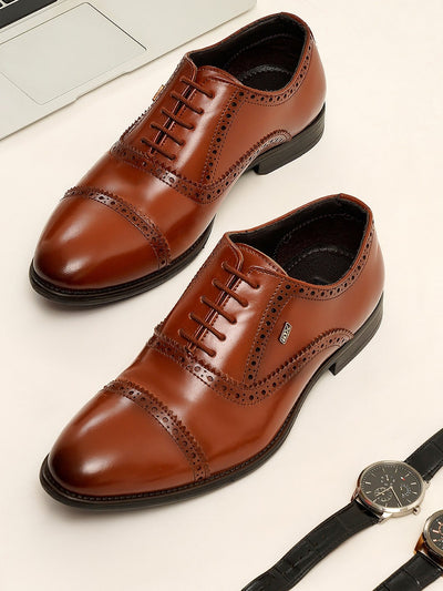 Men's Brown Regular Toe Lace Up Formal (IX2033)-Formals - iD Shoes