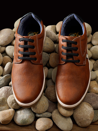 Men's Tan Round Toe Lace Up Casual (IX1017)-Casuals - iD Shoes