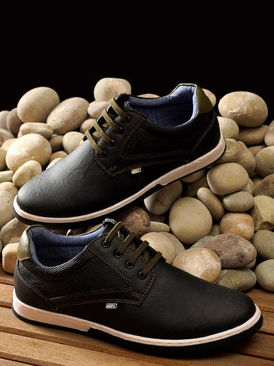 Men's Black Round Toe Lace Up Casual (IX1017)-Casuals - iD Shoes