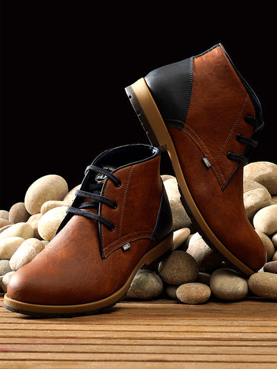 Men's Tan Round Toe Boot (IX1020)-Boots - iD Shoes