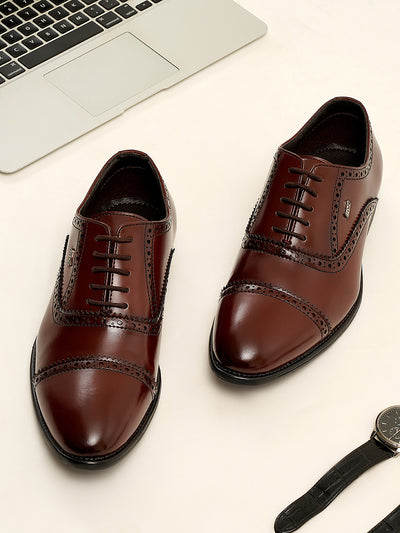 Men's Wine Regular Toe Lace Up Formal (IX2033)-Formals - iD Shoes