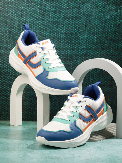Men's Colourblocked White Lace Up Sneakers (IX7129)-Sneakers - iD Shoes