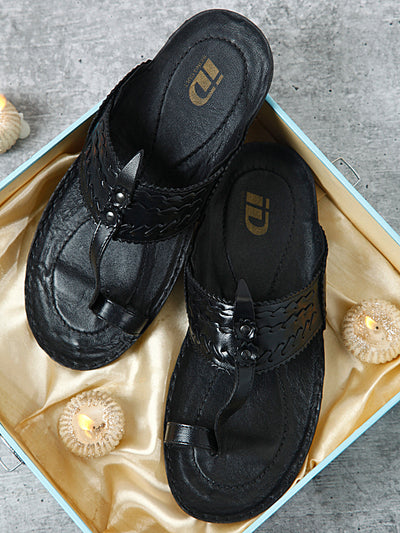 Men's Black Kolapuri Style Ethnic Slipper (ID4068)-Sandal / Slipper - iD Shoes