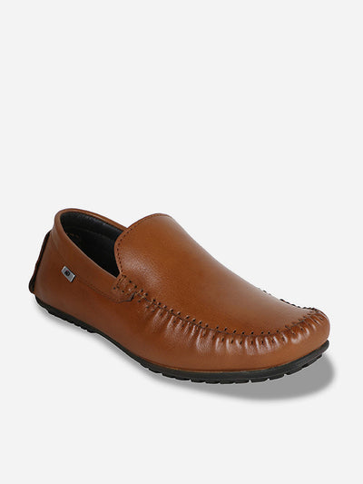 Men's Tan Moc Toe Formal Loafer (ID1041)-Loafers - iD Shoes