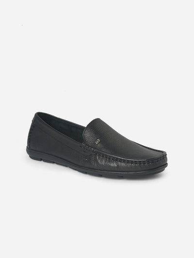 Men's Black Moc Toe Comfort Fit Loafer (ID1064)-Loafers - iD Shoes