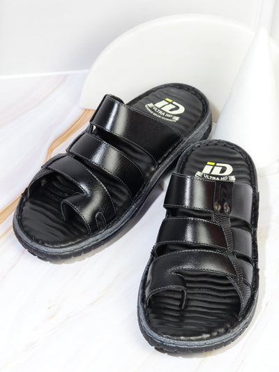 Men's Black Slip On Sandal (ID4132)-Sandals/Slippers - iD Shoes