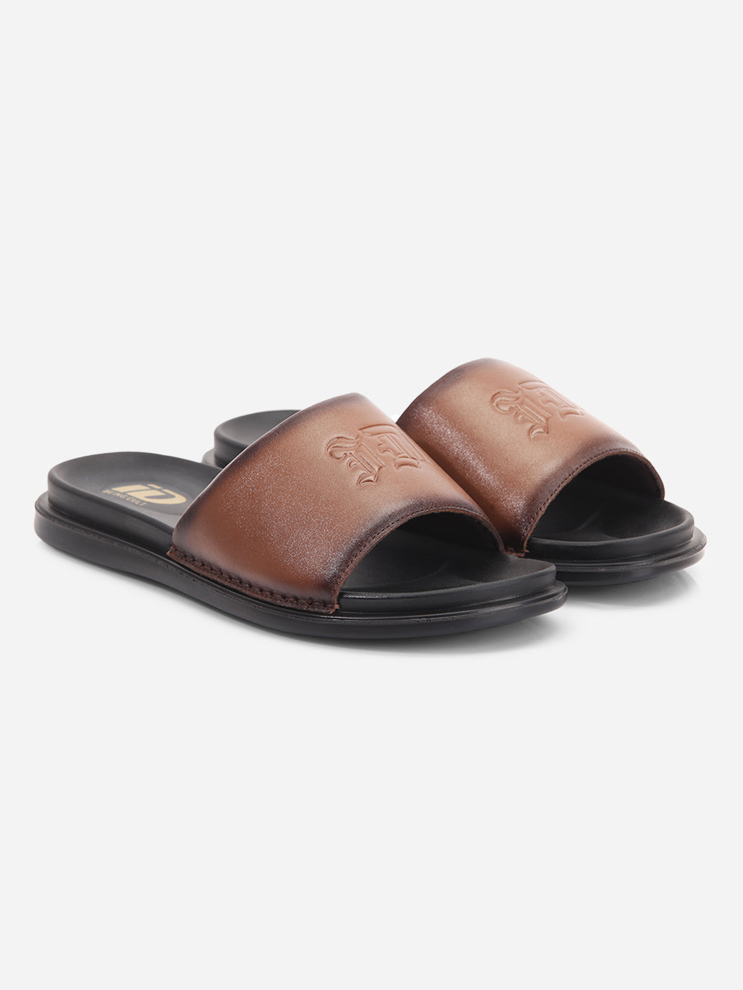 Men s Tan Leather Casual Slides ID4210