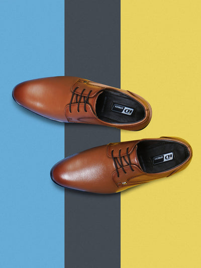 Men's Tan Round Toe Lace Up Formal (ID6023)-Formals - iD Shoes