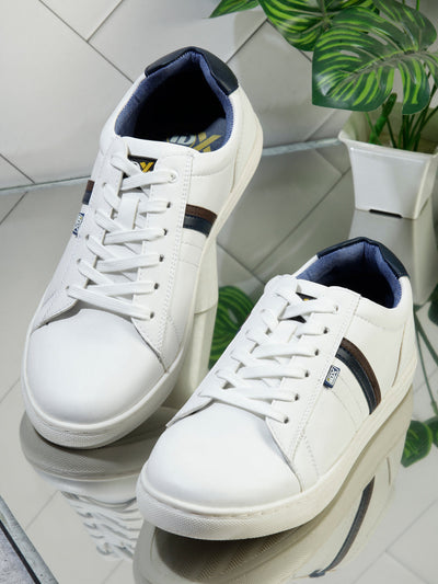 Men's White Lace Up Smart Casual Sneaker (IX1059)-Sneakers - iD Shoes