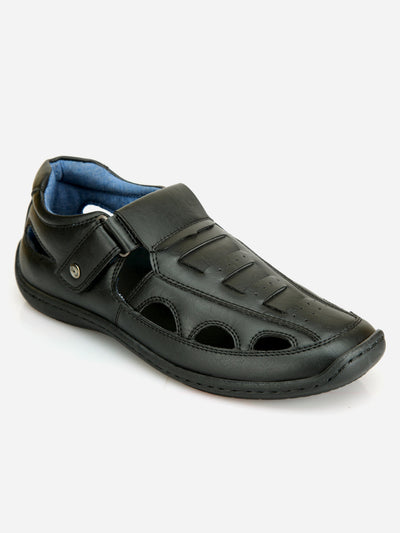 Men's Black Roman Style Close Sandal (IX5004)-Sandals/Slippers - iD Shoes