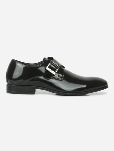 Men's Black Round Toe Monk Formal (IX1081)-Formals - iD Shoes