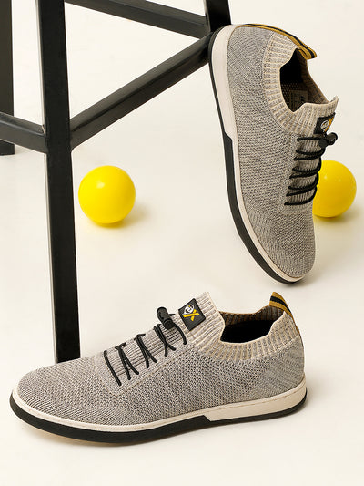 Men's Beige Sock Knitted Sneaker (IX8001)-Sneakers - iD Shoes