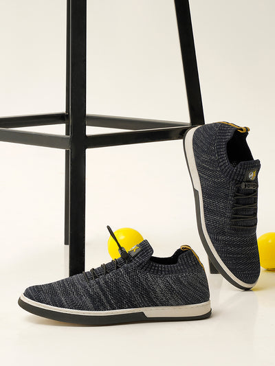 Men's Navy Sock Knitted Sneaker (IX8001)-Sneakers - iD Shoes