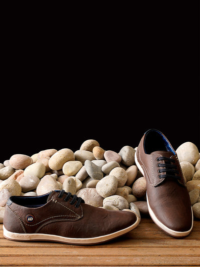 Men's Brown Regular Toe Lace Up Casual (IX1012)-Casuals - iD Shoes