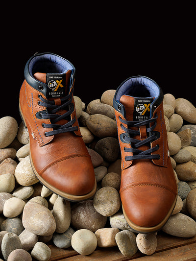 Men's Tan High Top Derby Boot (IX1021)-Boots - iD Shoes