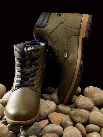 Men's Olive Round Toe High Top Boot (IX1022)-Boots - iD Shoes