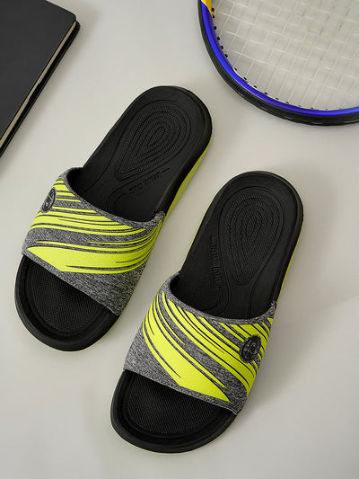 Men's Graphic Print Lime Slider (ID5206)-Sandals/Slippers - iD Shoes