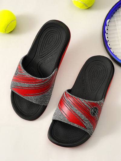 Men's Graphic Print Red Slider (ID5206)-Sandals/Slippers - iD Shoes