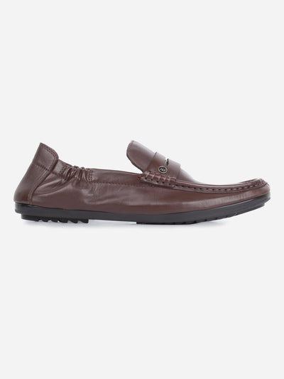 Men's Brown Moc Toe Casual Loafer (ID1169)-Loafers - iD Shoes