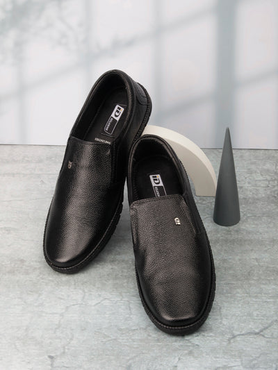 Men's Black Comfort Fit Semi Formal Slip On (ID2071)-Formals - iD Shoes