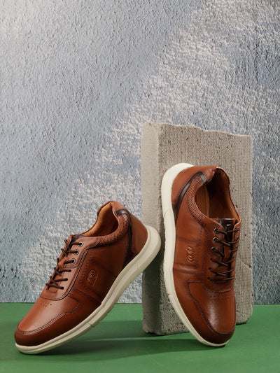 Men Tan Leather Sneaker (ID3086)-Sneaker - iD Shoes