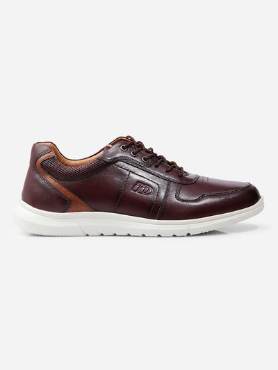 Men Wine Leather Sneaker (ID3086)-Sneaker - iD Shoes