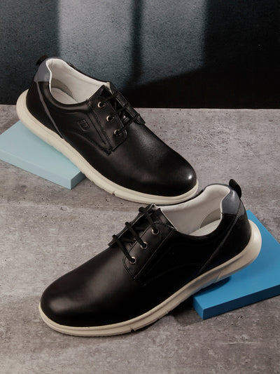 Men Black Leather Sneaker (ID3087)-Sneaker - iD Shoes