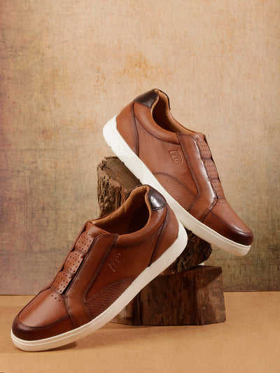 Men Tan Leather Sneaker (ID3088)-Sneaker - iD Shoes