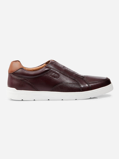 Men Wine Leather Sneaker (ID3088)-Sneaker - iD Shoes