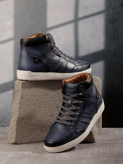 Men Blue Leather Sneaker (ID3089)-Sneaker - iD Shoes