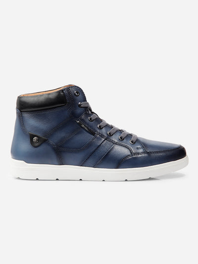 Men Blue Leather Sneaker (ID3089)-Sneaker - iD Shoes