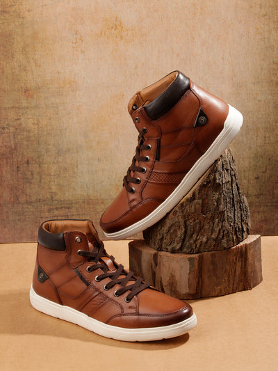 Men Tan Leather Sneaker (ID3089)-Sneaker - iD Shoes