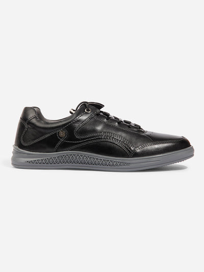 Men Black Leather Sneaker (ID3090)-Sneaker - iD Shoes