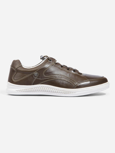 Men Olive Leather Sneaker (ID3090)-Sneaker - iD Shoes