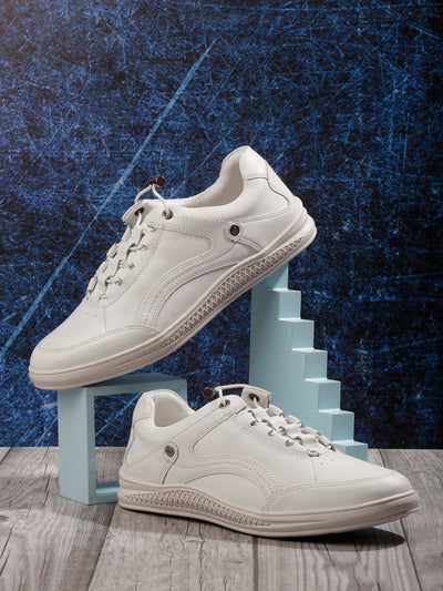 Men White Leather Sneaker (ID3090)-Sneaker - iD Shoes