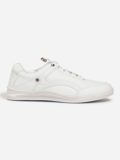 Men White Leather Sneaker (ID3090)-Sneaker - iD Shoes