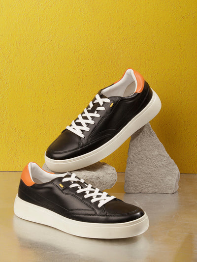 Men Black Leather Sneaker (ID3091)-Sneaker - iD Shoes