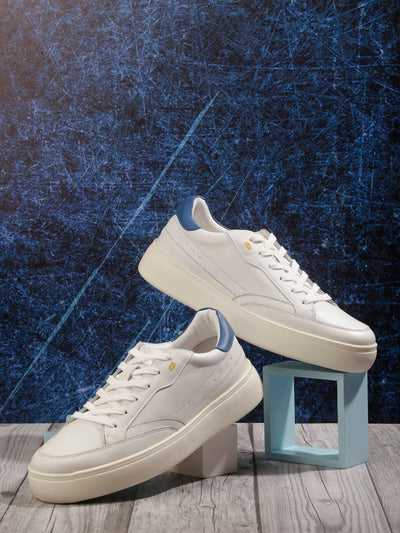 Men White Leather Sneaker (ID3091)-Sneaker - iD Shoes