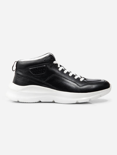 Men Black Leather Sneaker (ID3093)-Sneaker - iD Shoes