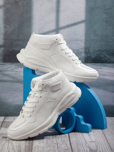 Men White Leather Sneaker (ID3093)-Sneaker - iD Shoes
