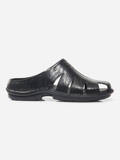 Men Black Sandal / Slipper (ID4208)-Sandals/Slippers - iD Shoes