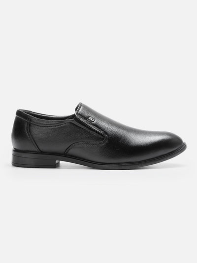 Men's Black Round Toe Slip On Formal (ID6022)-Formals - iD Shoes