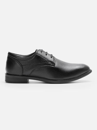 Men's Black Round Toe Lace Up Formal (ID6023)-Formals - iD Shoes