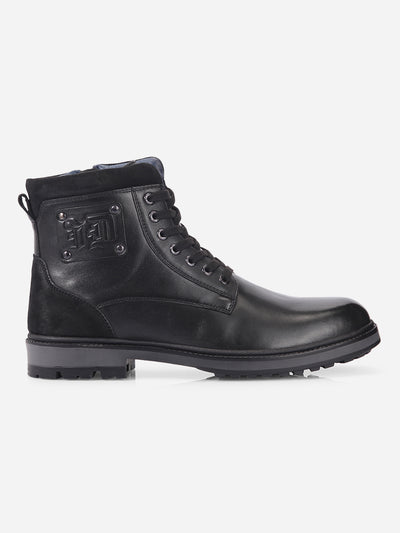 Men's Black Round Toe Ankle top Lace Up Boot (ID1155 )-Casuals - iD Shoes