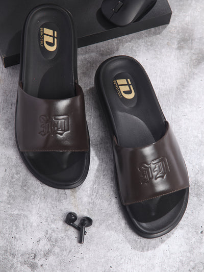 Men's Brown Leather Casual Slides (ID4210)-Sandal / Slipper - iD Shoes