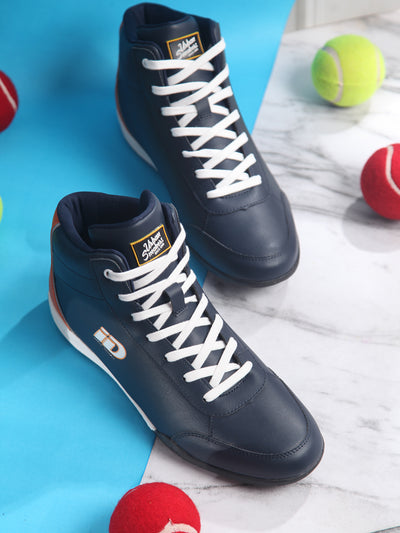 Men's Navy Urban Casual Ankle Height Lace Up Sneaker (ID3079)-Sneakers - iD Shoes