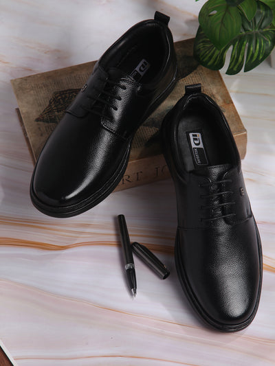 Men's Black Round Toe Lace Up Semi Formal (ID2226)-Formal - iD Shoes