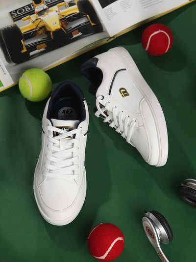 Men's White Lace Up Casual Sneaker (ID3070)-Sneakers - iD Shoes