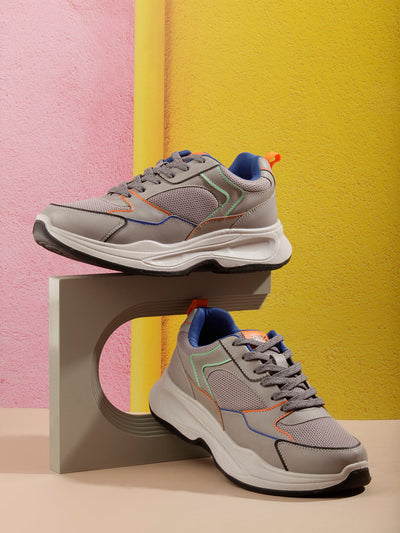 Men's Grey Spectrum Lace Up Sneakers (IX1066)-Sneakers - iD Shoes