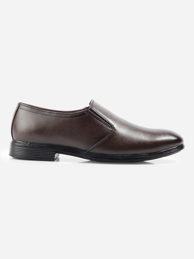 Men's Brown Round Toe Slip On Formal (IX1075)-Formal - iD Shoes